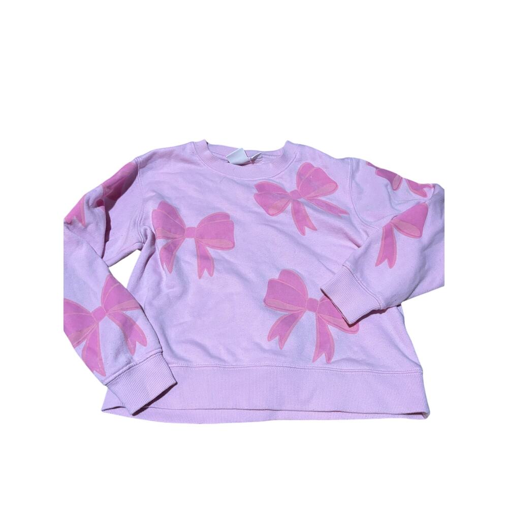 Iscream 6-8 pink bow soft sweatshirt preloved but life left I. It for sure guc